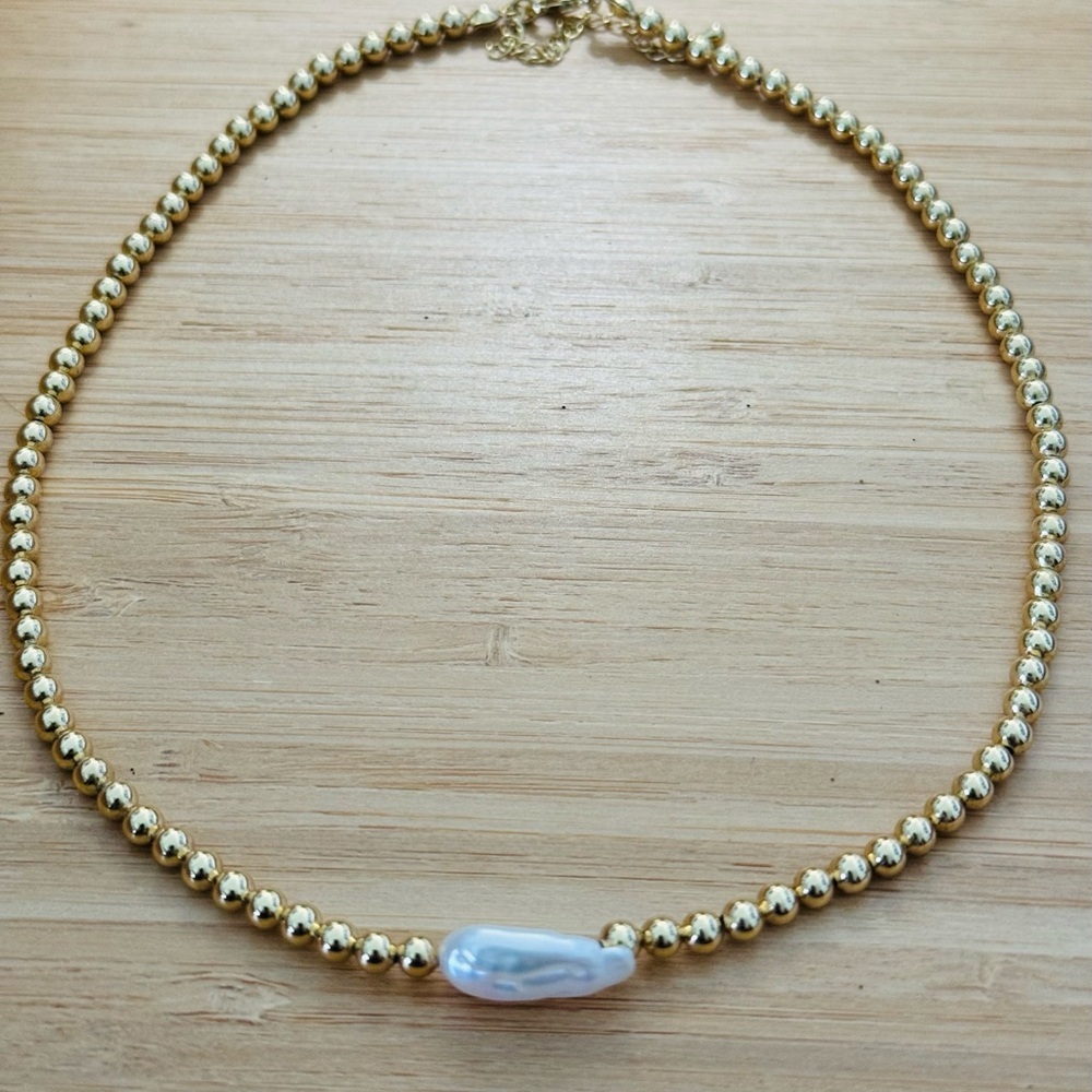Necklace Fashion Round Freshwater Pearl Copper Plating Womens 1 Piece Brand New - Picture 2 of 3